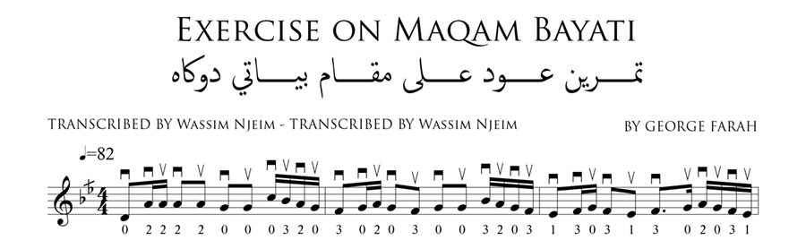 Oud exercise on Maqam Bayati - تمرين عود على مقام البياتي - Leçon de Oud